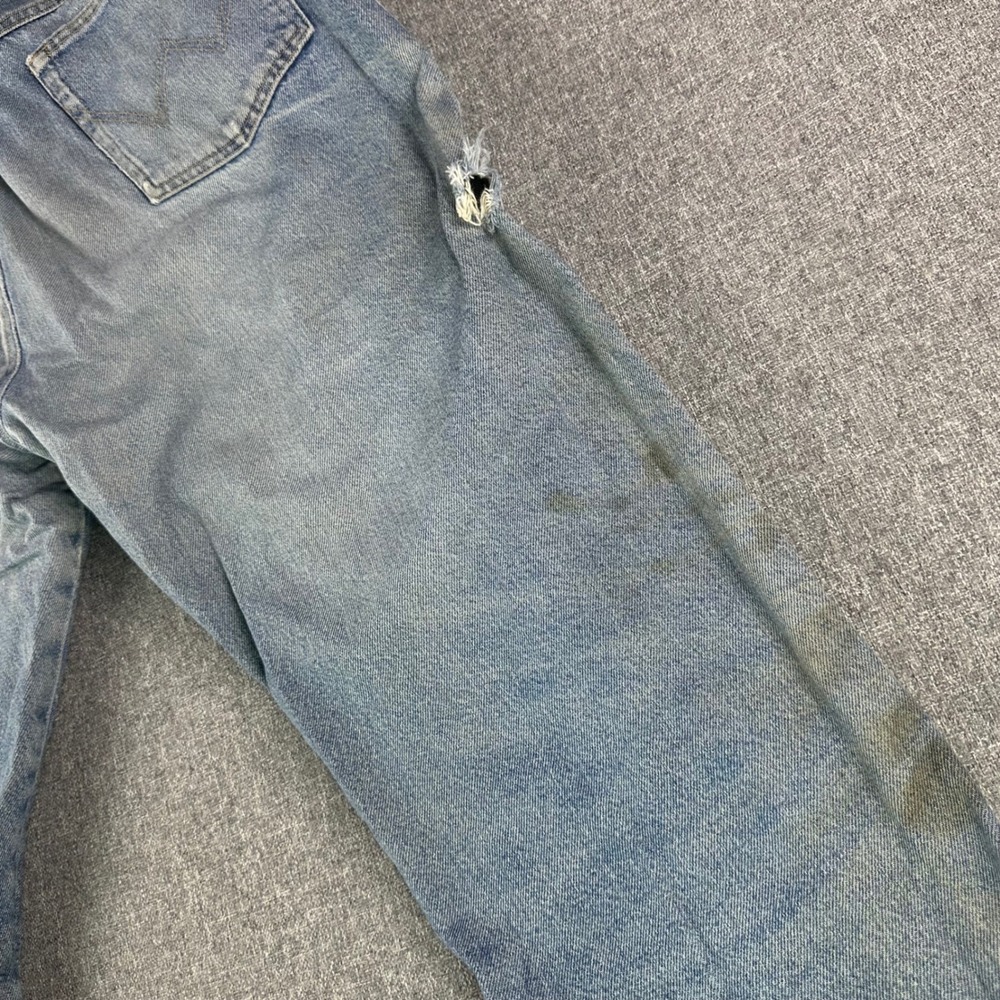 Wrangler Jeans Mens 36x30 Rugged Wear Blue Fleece Lined Insulated Distressed - Picture 12 of 13